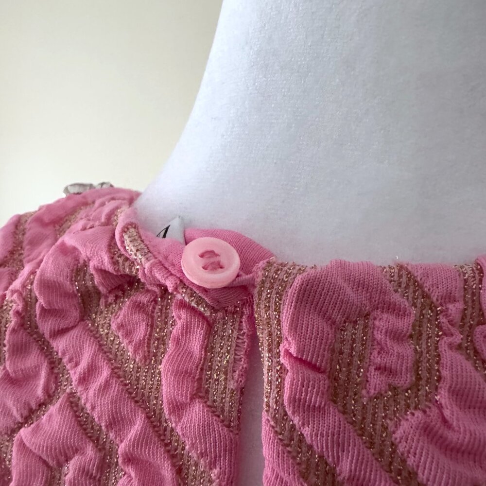 Zara Bubblegum Pink Metallic Textured Jeweled Sleeveless S Mini Dress! - Picture 5 of 8